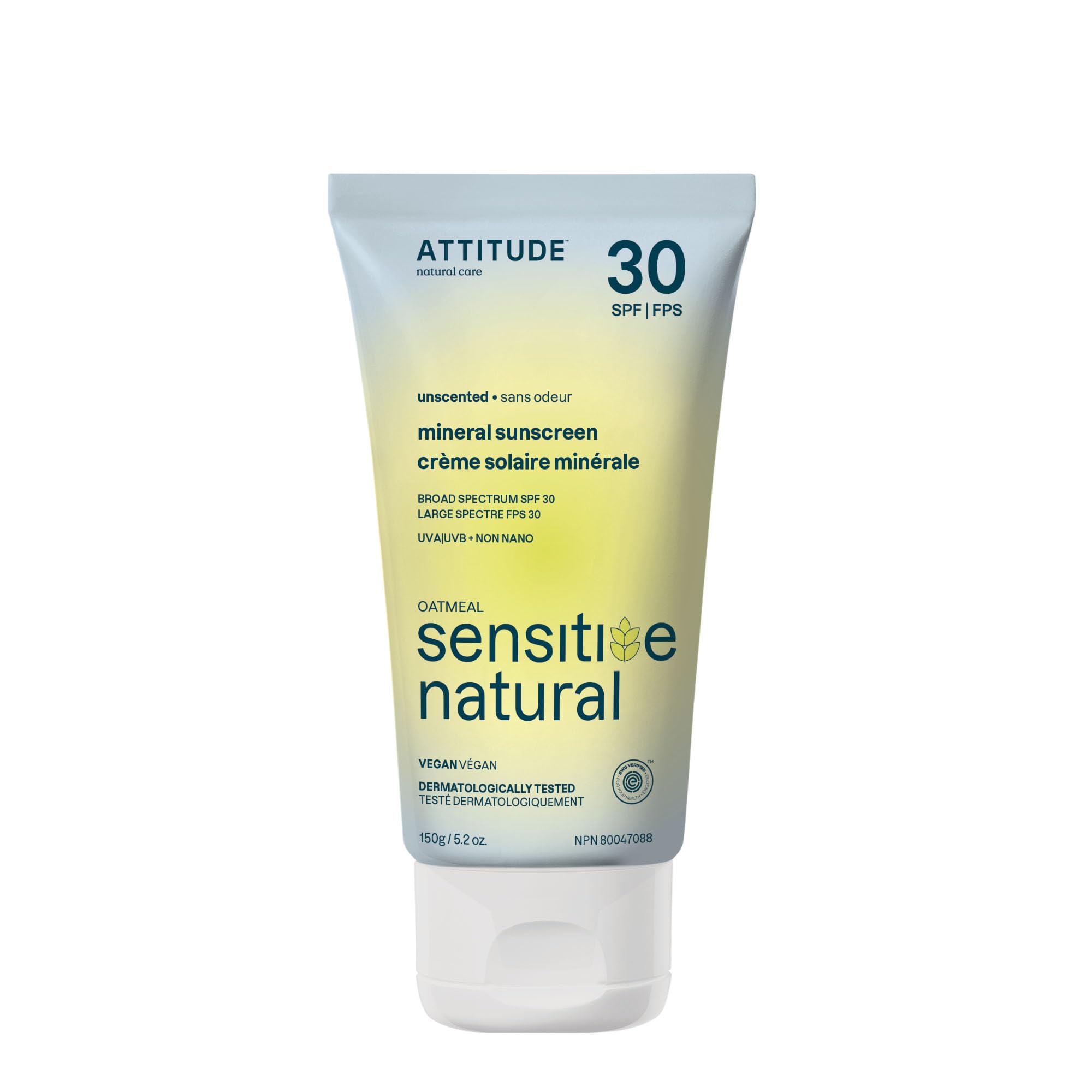 Attitude Mineral Sunscreen For Sensitive Skin, Ewg Verified, Broad Spectrum Uva/Uvb, Dermatologically Tested, Plant And Mineral-