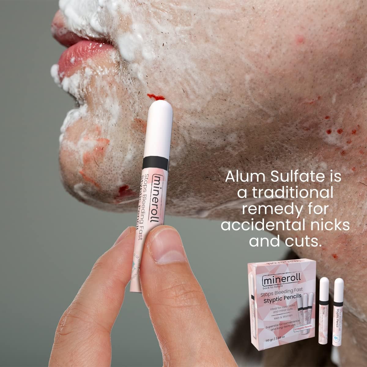 Styptic Pencils Shave Accessories (12 Pencils) Stops Bleeding Fast for Shaving Nicks, Razor Cuts for Men & Women - Sanitary and