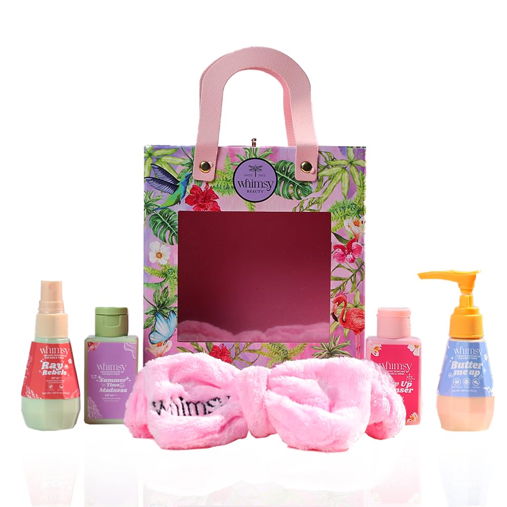 Whimsy Beauty Mini Skin Care Kit | Safe Non Toxic Skin Care Set For Kids & Pre Teens |Butter Me Moisturizer, Glow Up Cleanser, S