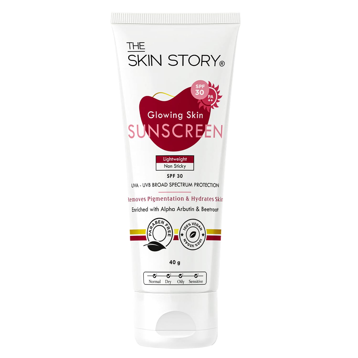 The Skin Story Glowing Sunscreen SPF 30 PA++ | UVA & UVB Rays Protection | Brighter Skin | Anti Pigmentation | Lightweight & Non