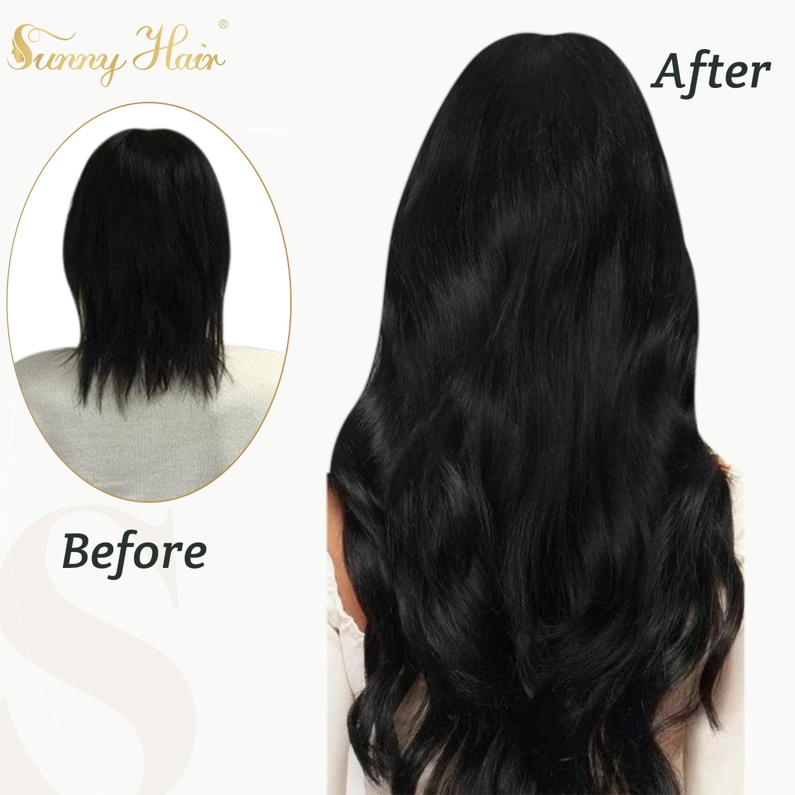 Sunny 120G Black Hair Extensions Sew In Human Hair Weft Extensions Jet Black Sew In Hair Extensions Real Human Hair Black Weft H