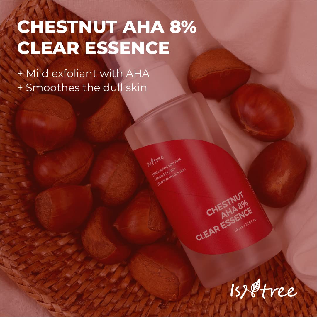 Isntree Chestnut Aha 8% Clear Essence 100Ml, 3.38 Fl Oz | Tightening Pores Chemical Facial Essence For Dead Skin Cells Upcycling