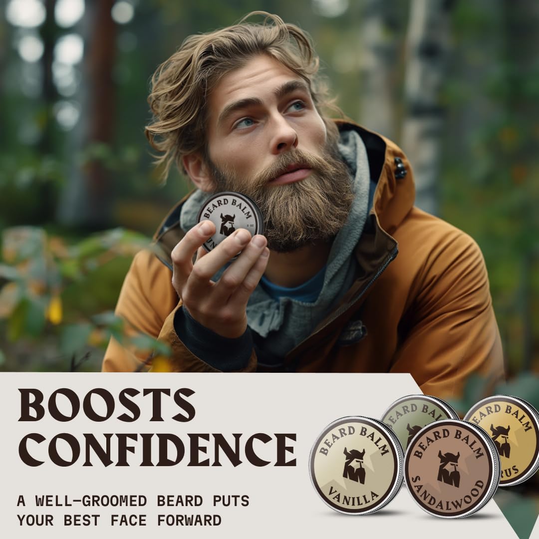 Beard Balm For Men - Leave In Beard Conditioner - Beard Balm Made With Naturally Derived Beard Butter, Argan & Jojoba Beard Oils