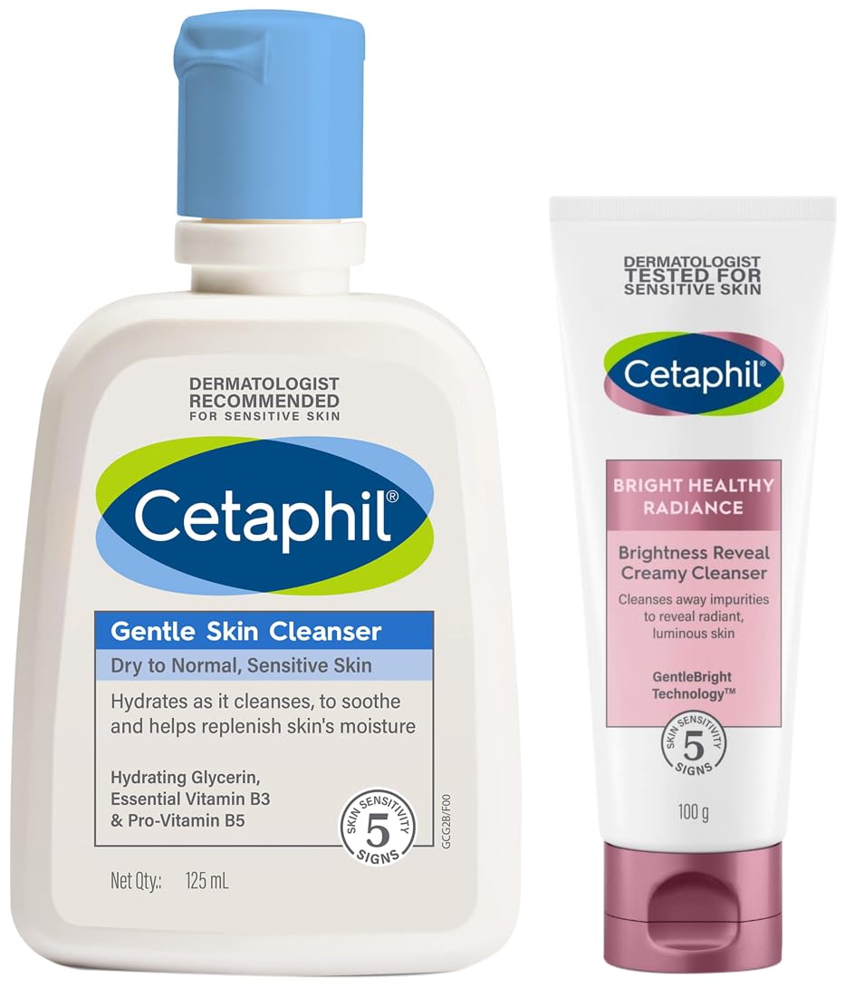 Cetaphil Brightness Reveal Creamy Cleanser  100 G& Face Wash By Cetaphil, Gentle Skin Cleanser For Dry To Normal, Sensitive Ski