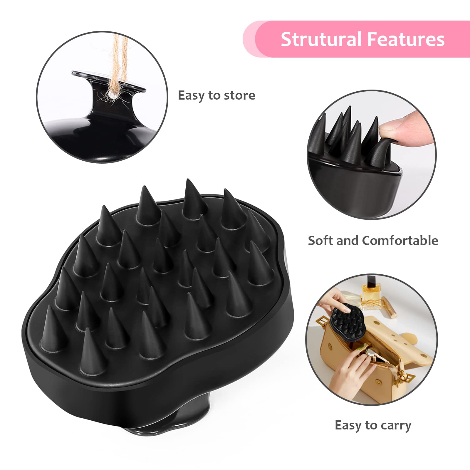 Urtheone Hair Scalp Massager Shampoo Brush,Soft Silicone Hair Scrub Brush For Wet Dry Hair, Relax Scalp, Reduce Dandruff,Promote