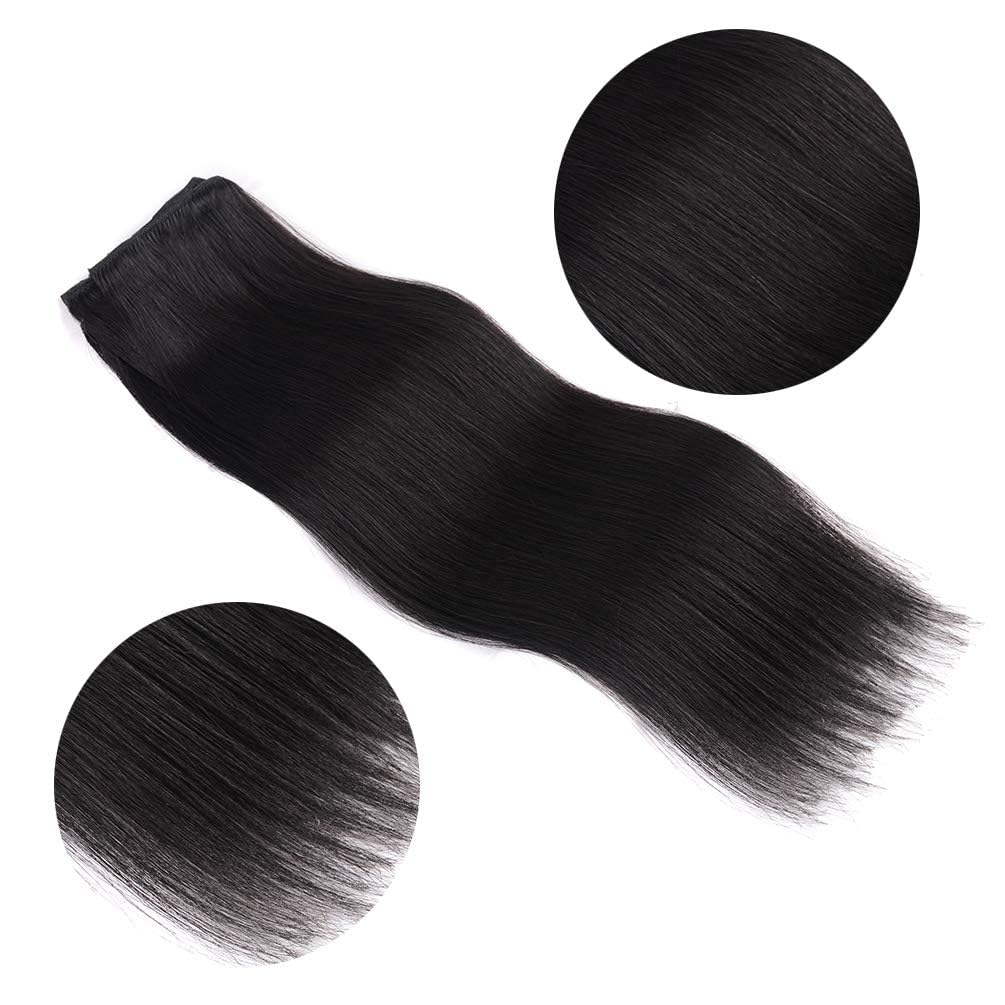 5 Pieces 22'' Remy Clip In Hair Extensions Human Hair Off Black - Beauty Silky Straight Long Thick Real Hair Extensions For Wome