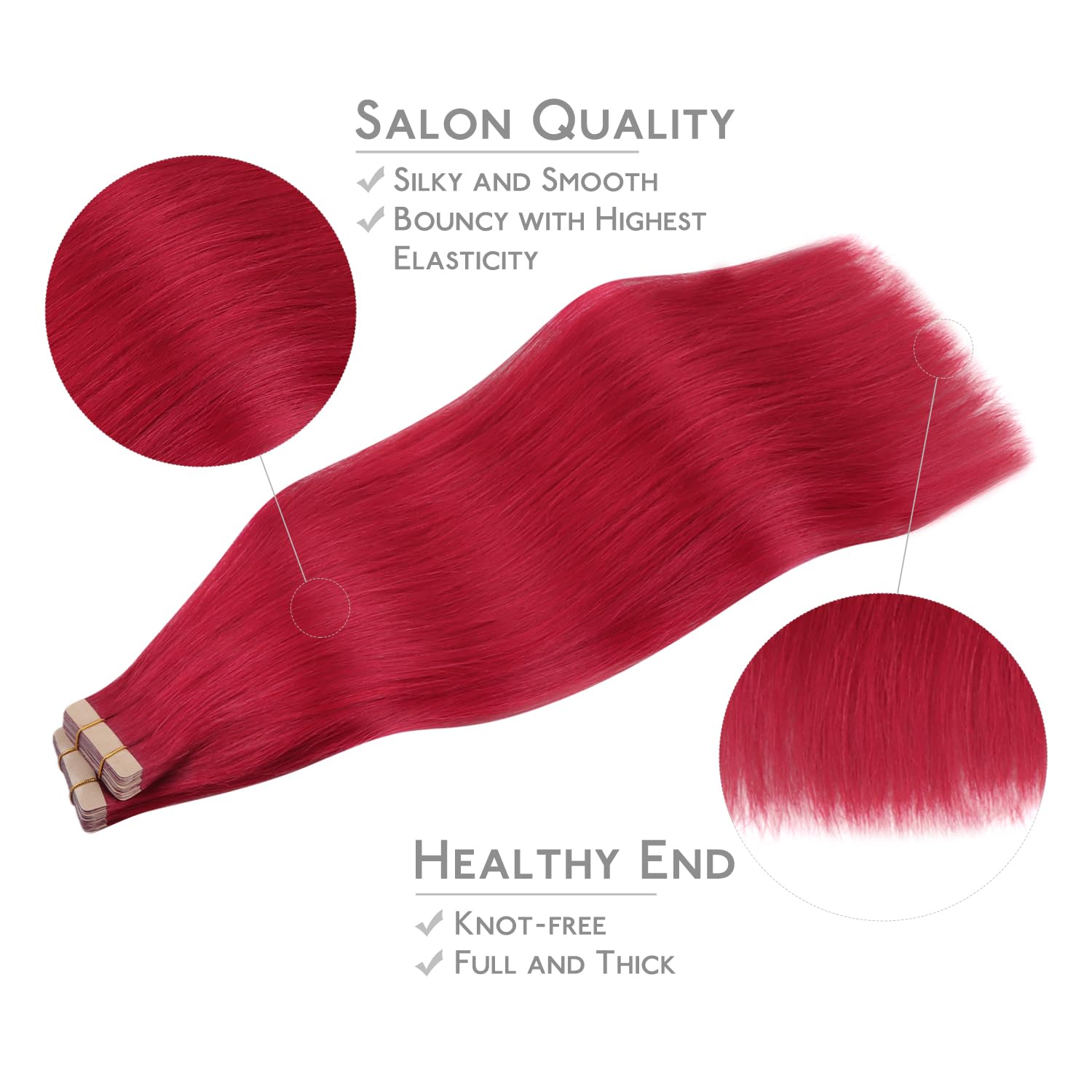 Wennalife Tape In Hair Extensions Human Hair, 40Pcs 80G 12 Inch Red Hair Extensions Real Human Hair Straight Tape In Extensions