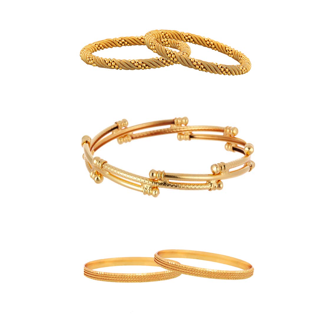 ZENEME Jewellery Combo Of Designer Victoria Bangles, Trendy Gold Plated Bangles For Women & Girls  Pack Of 5 (2.8)