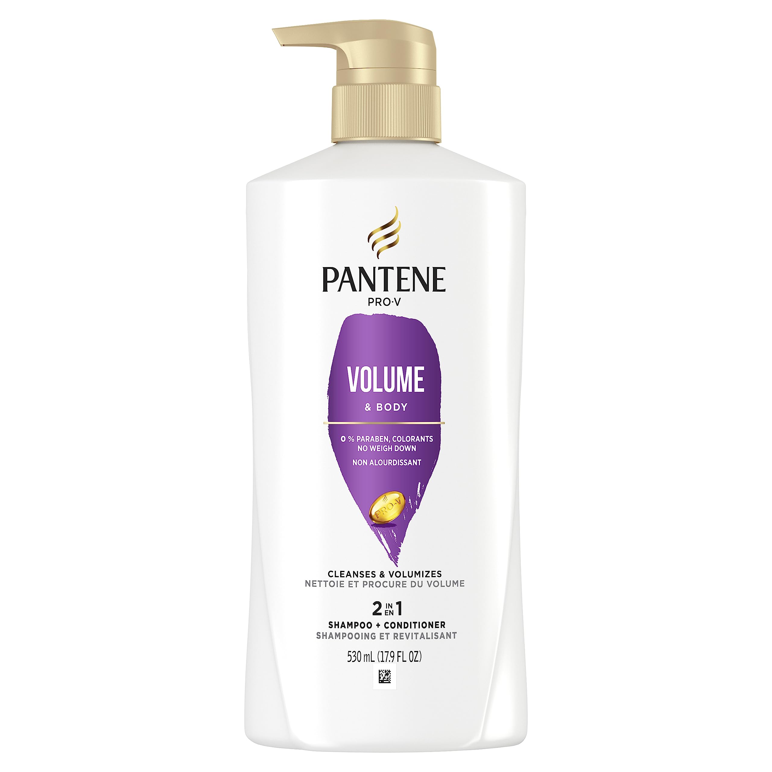 Pantene Pro-V Volume & Body 2 In 1 Shampoo & Conditioner,17.9 Fl Oz Pump Bottle