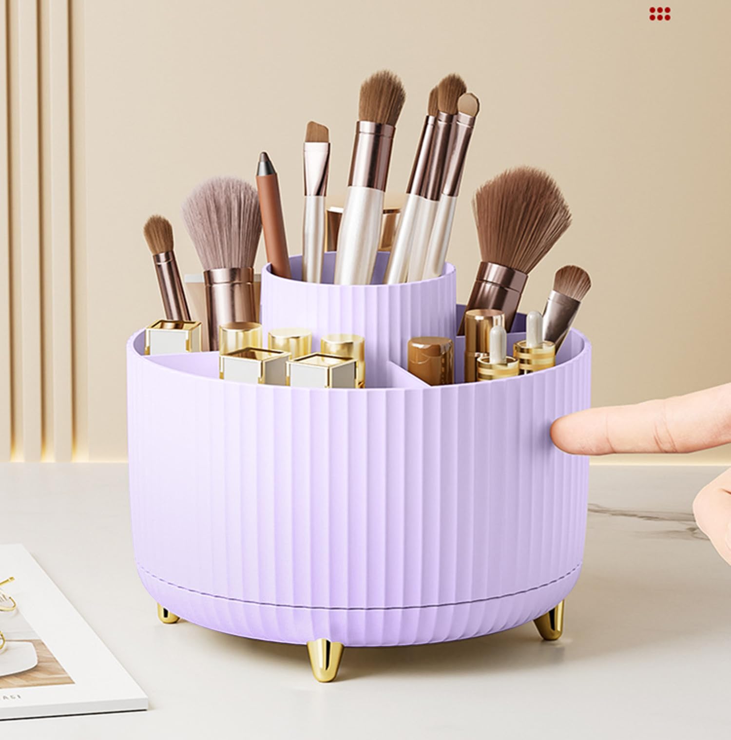 360 Degree Rotating Makeup Brush Holder Organizer Detachable Design 5 Slot Make up Brushes Cup for Cosmetics and Pencil Pen Orga