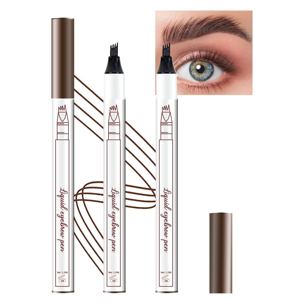 2 Pcs/Set Eyebrow Ink Pencil By Brow Stylist -Micro 4 Point Brow Pen Lift & Snatch Eyebrow Pen Kits With 3 Eyebrow Stencil Long-