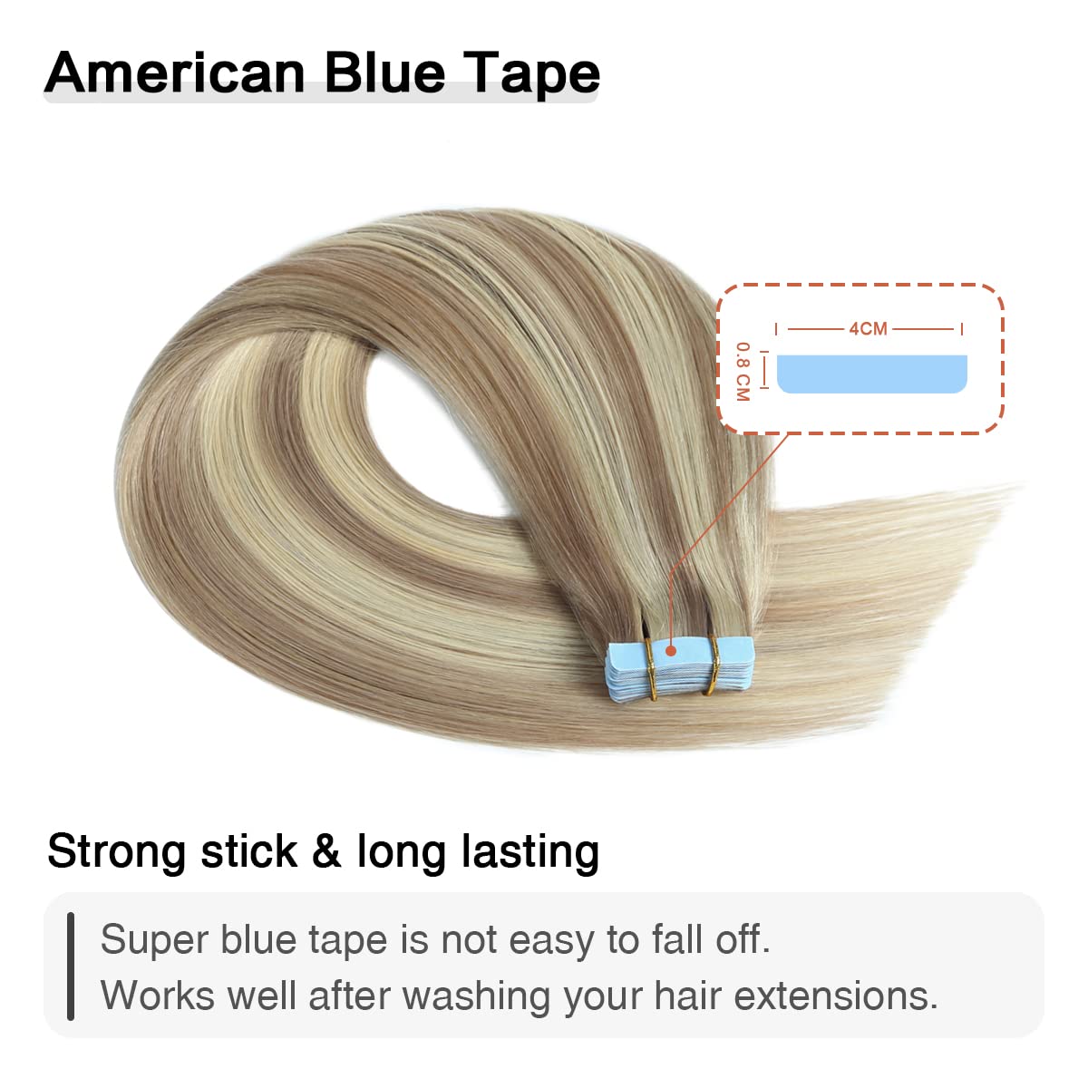 Suyya Tape In Hair Extensions Human Hair Ash Blonde Highlighted Bleach Blonde 14 Inch 40G/Pack 20Pcs Straight Seamless Skin Weft