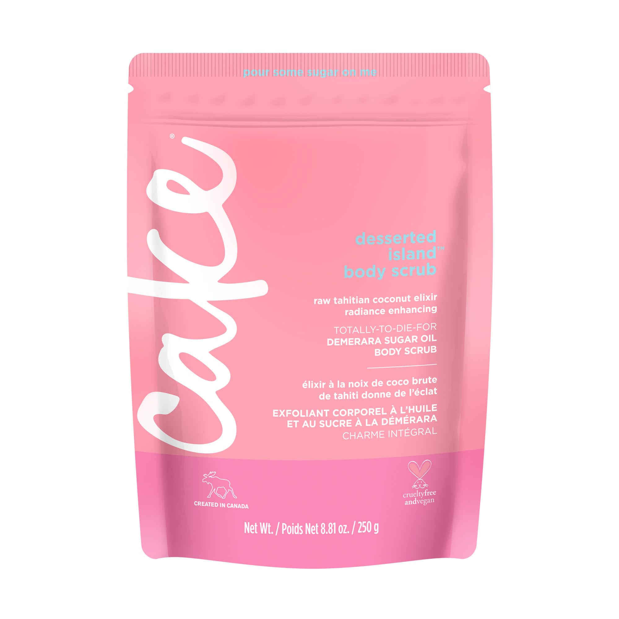 Cake Beauty Desserted Island Vegan Body Sugar Scrub - Shea Butter, Demerara Sugar & Coconut Oil - Gentle Exfoliating Hand, Leg,
