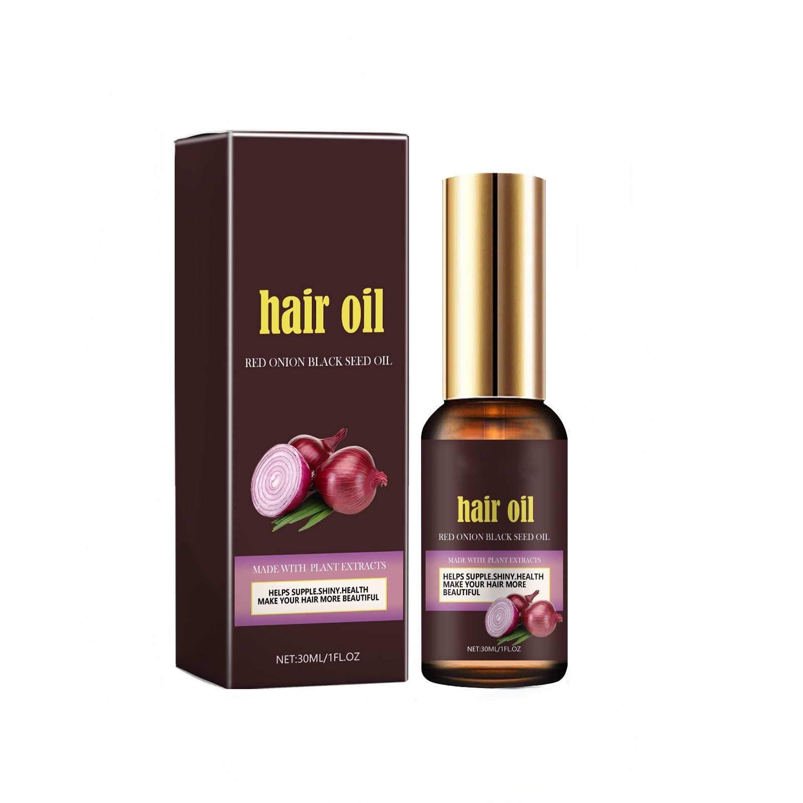 Viareline Red Onion Black Seed Hair Oil with Plant Extracts, 30 ml