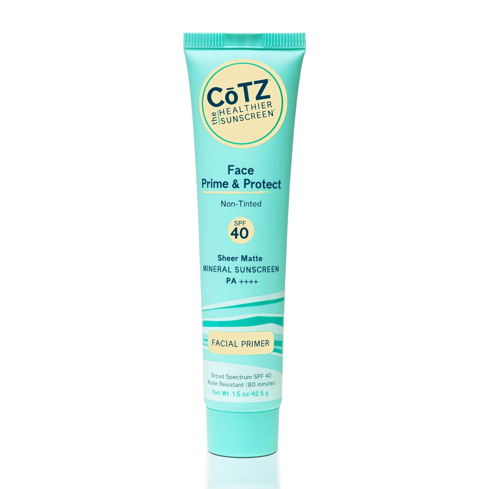 COTZ Face Prime & Protect Non-Tinted Mineral Sunscreen and Facial Primer Broad Spectrum SPF 40; PA++++ 1.5 oz / 42.5 g.