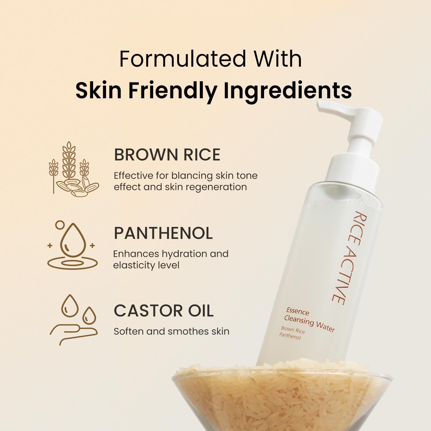 The Skin House Rice Essence Cleansing Water, All-In-1 Facial Cleanser+Toner+Essence, Mild Micellar Water, Rice Water Face Wash K