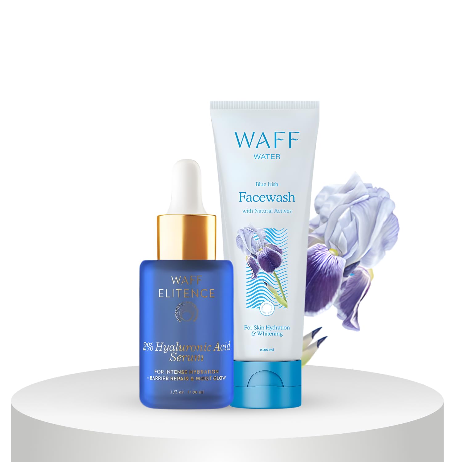Waff Water Facewash 100Ml & 2% Hyaluronic Acid Serum 30Ml Combo | Hydrating, Deep Cleansing, Brightening | Helps Reduce Acne & C