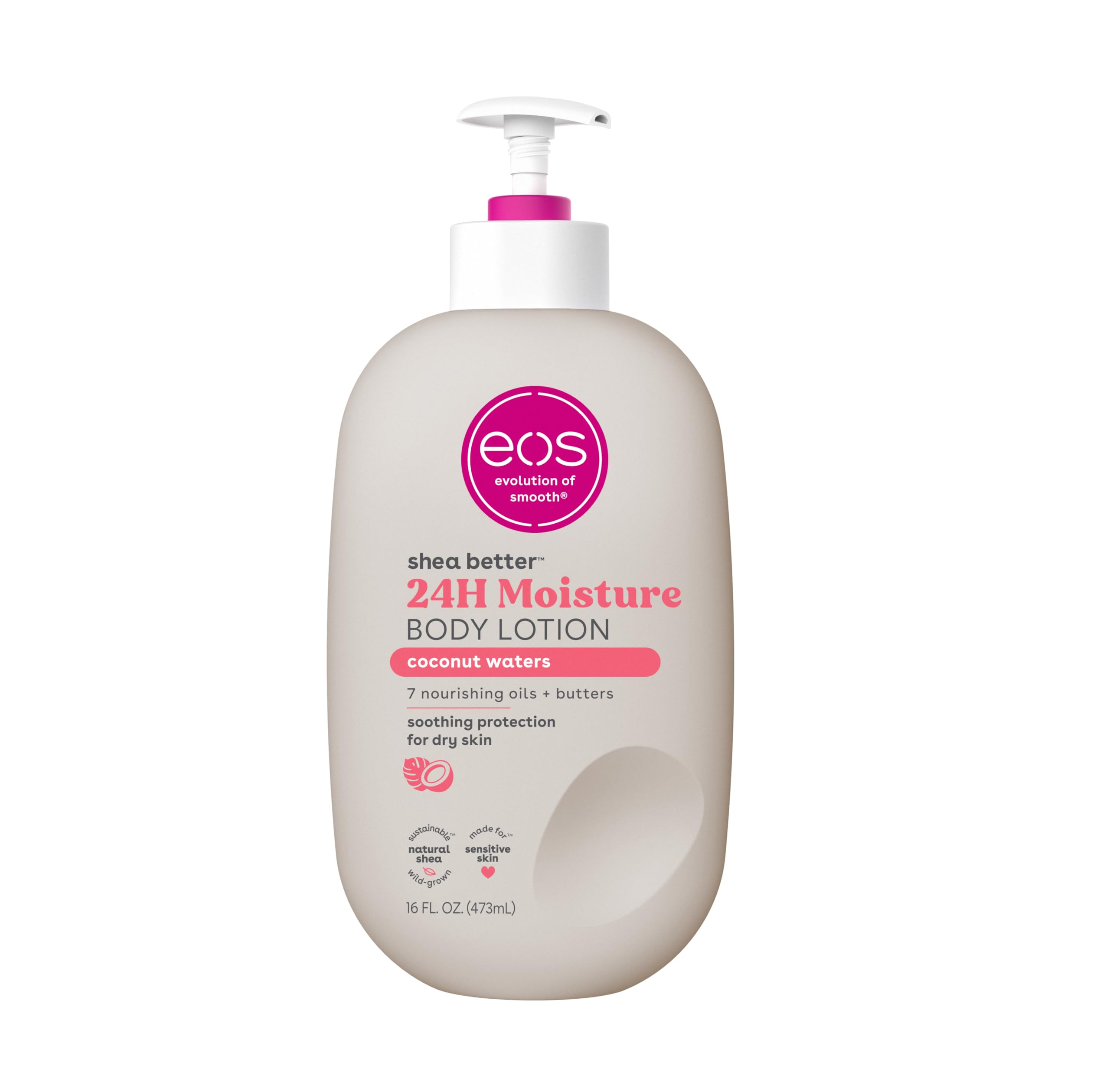 eos Shea Better Body Lotion - Coconut Waters, 24-Hour Moisture, Lightweight & Non-Greasy, 16 fl oz, Vegan, Clear