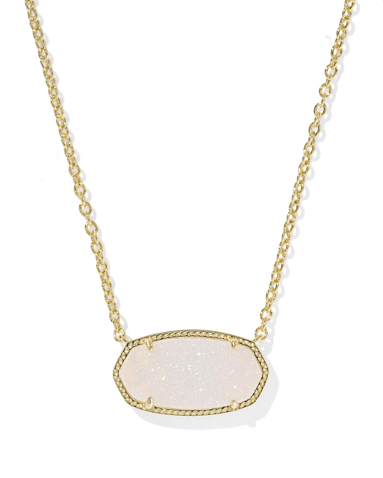 Kendra Scott Elisa Statement Short Pendant Necklace in Iridescent Drusy, 14k Gold-Plated Brass, Fashion Jewelry for Women
