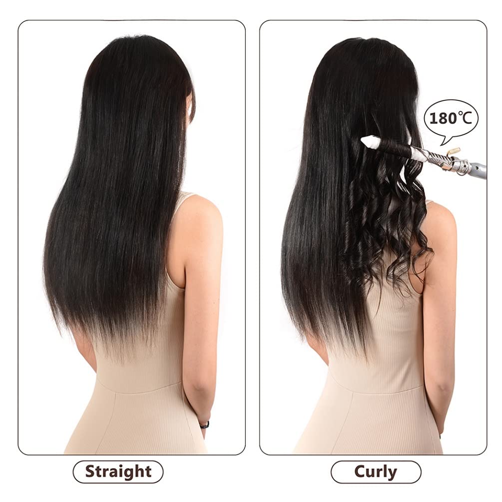 5 Pieces 14'' Remy Clip In Hair Extensions Human Hair Jet Black - Silky Straight Thick Real Hair Extensions For Women (14 Inches