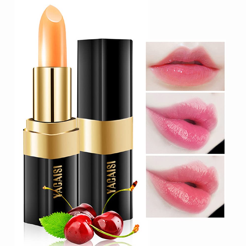 Yeweian Red Cherry Color Changing Lipstick, Natural Moisturizing Lip Gloss Korean Lip Balm Long Lasting Lip Care Labiales Magico