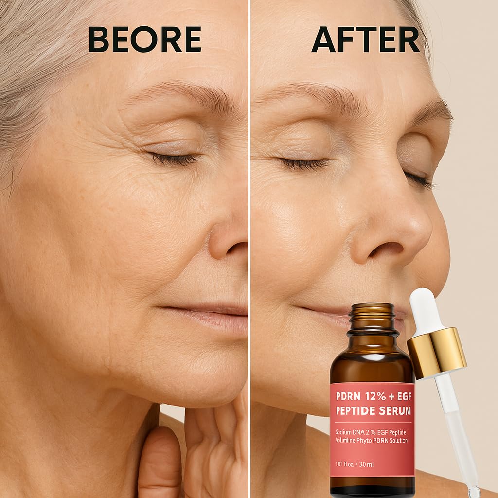 Salmon DNA PDRN 120,000 ppm EGF Peptide Microneedling Serum w/Volufiline, Phyto PDRN 12%, Growth Factor - Anti-Aging Face Serum
