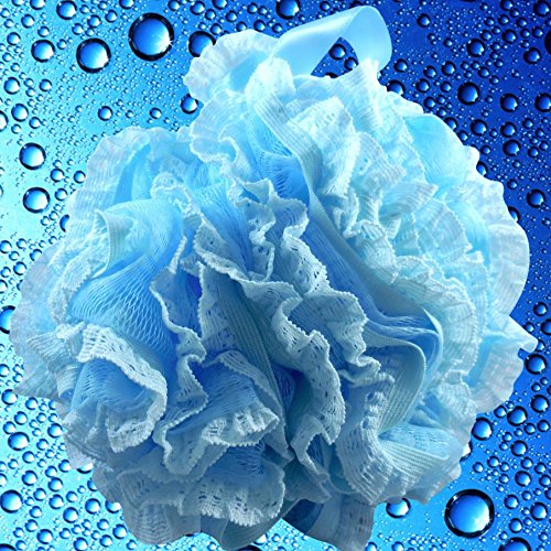 Loofah-Bath-Sponge Lace-Mesh-Set >> 2-Scrubs-In-1 By Shower Bouquet: Large Full 60G Pouf (4 Pack Spa Colors) Body Luffa Loofa Lo