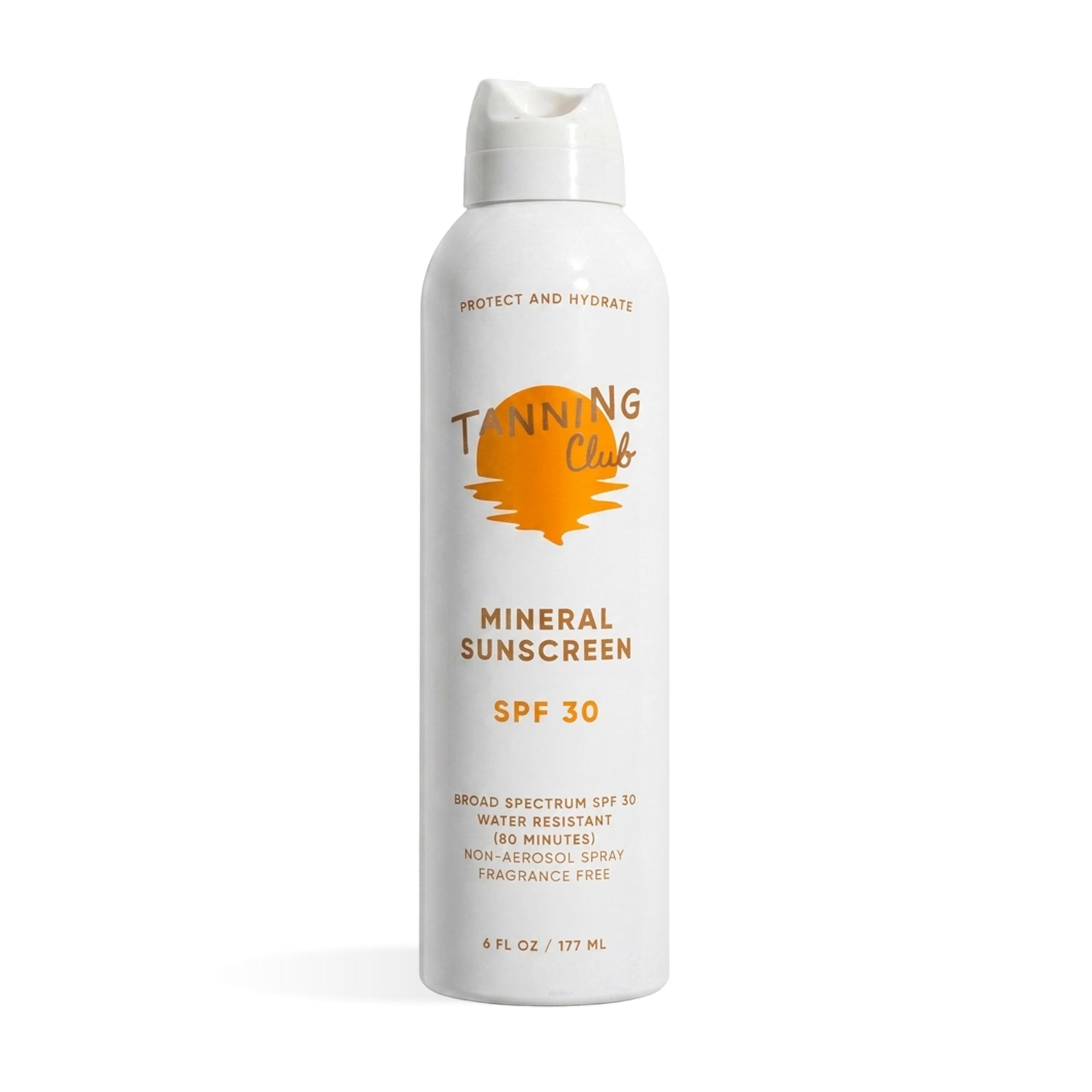 Tanning Club Mineral Sunscreen Spray, SPF 30, Fragrance Free, 6 oz