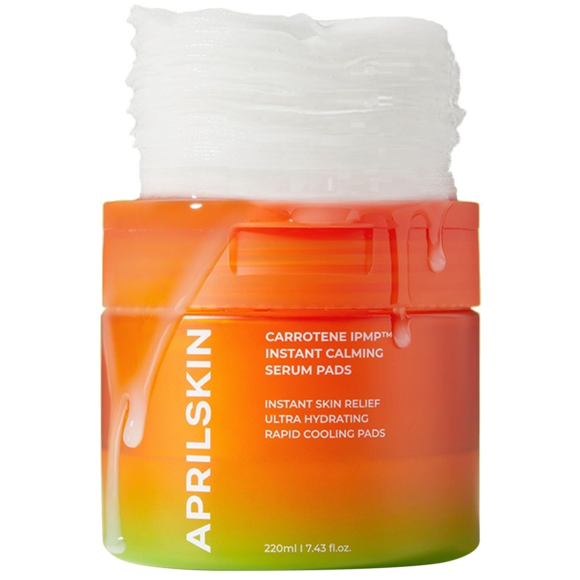 Aprilskin Carrotene Ipmp Instant Calming Serum Toner Pads | 5-Minute Cooling Serum Pads | Vegan, Cruelty-Free | Non-Comedogenic
