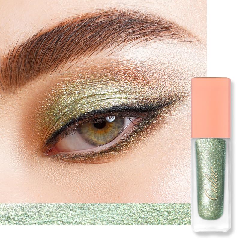 Oulac Metallic Mint Green Eyeshadow With Silver Sparkle, Sparkling Finish, Infused With Sodium Hyaluronate & Aloe, Vegan, Cruelt