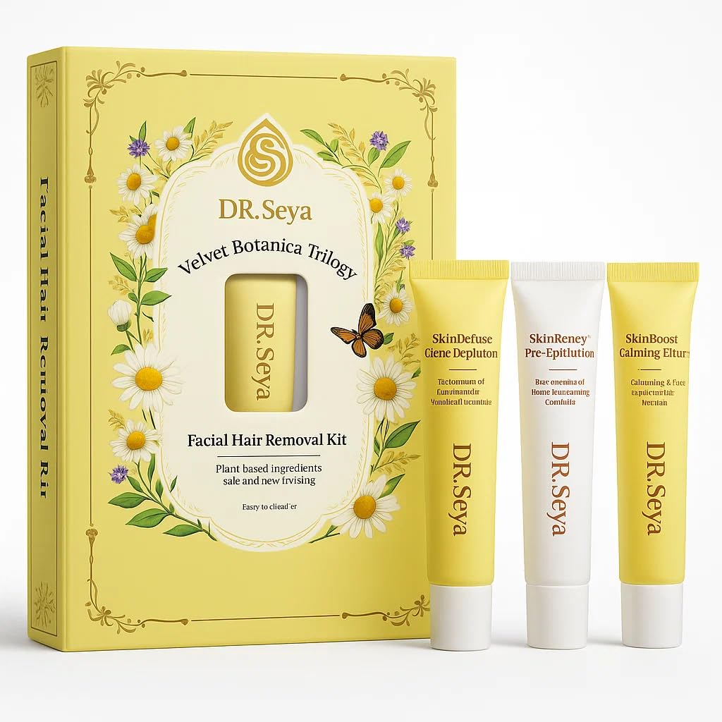 Facial Hair Removal Kit  Gentle Face Hair Removal Cream for Women with PreEpil Soother & Calming Serum, Plant Based Depilatory