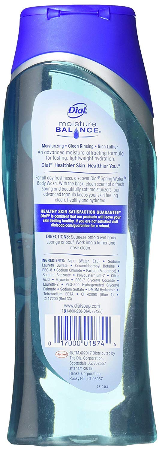 Dial Body Wash Spring Water 16 Ounce Hydrating (473Ml) (Pack Of 2)