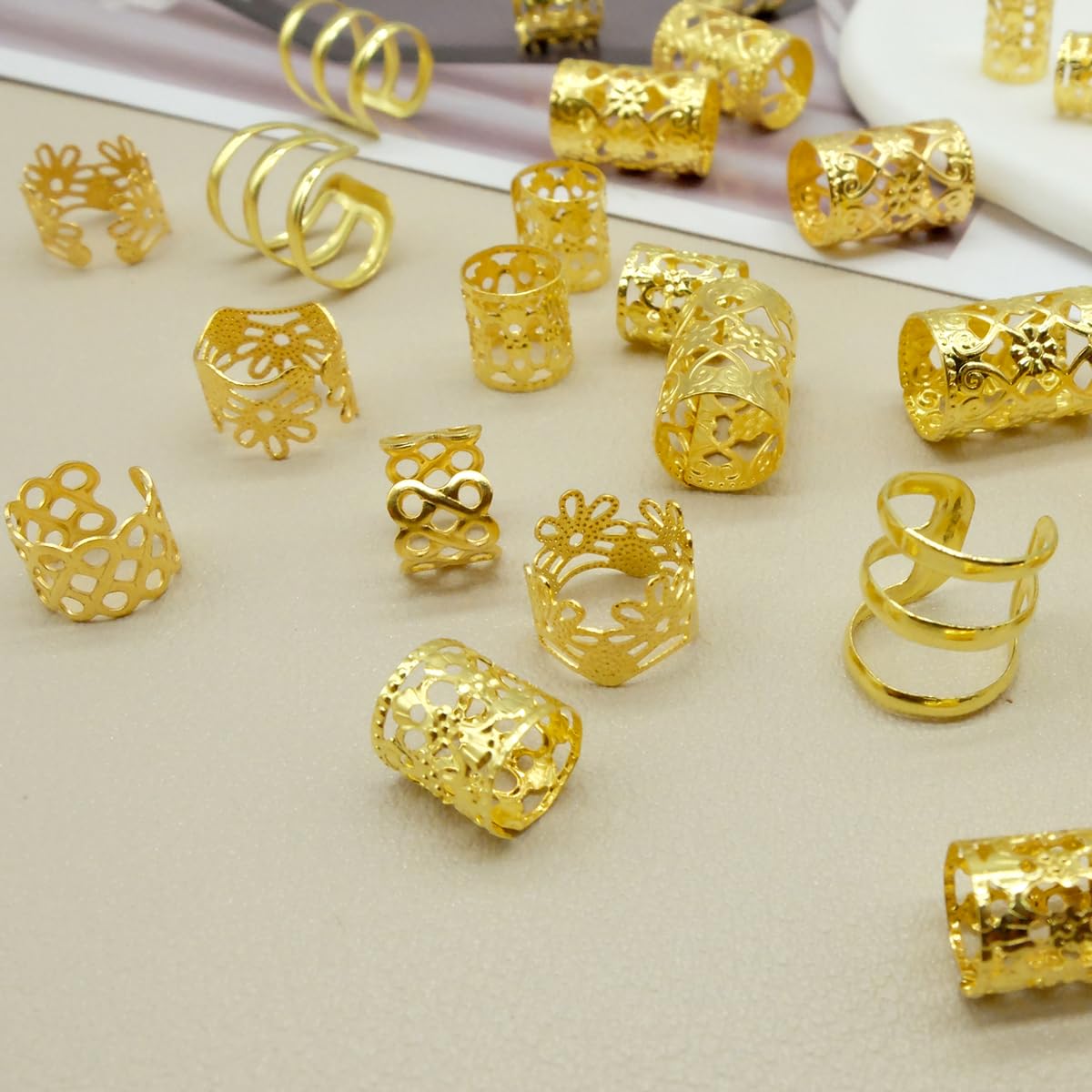 Dreadlock Beads Locs Accessories for Hair, Hair Jewelry for Braids Hair Rings for Women and Girls, Adjustable Cuffs Braiding Hai