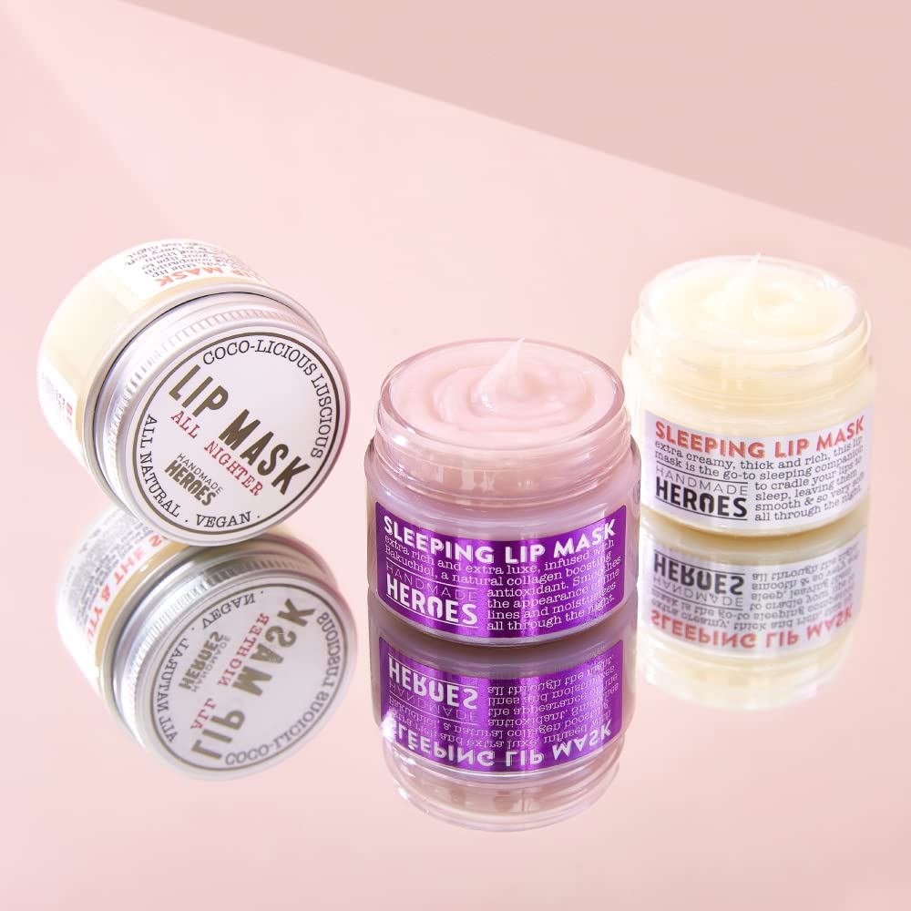 100 Natural Vegan Sleeping Lip Mask by Handmade Heroes  Bakuchiol Natural Lip Plumper, Overnight Lip Moisturizer and conditioner