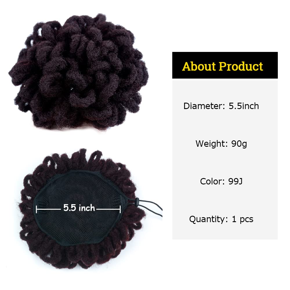 Kgbfass Afro Puff Drawstring Ponytail Dreadlock Bun Synthetic Goddess Faux Locs Braids High Puffs Bun Clip In Chignon Scrunchies