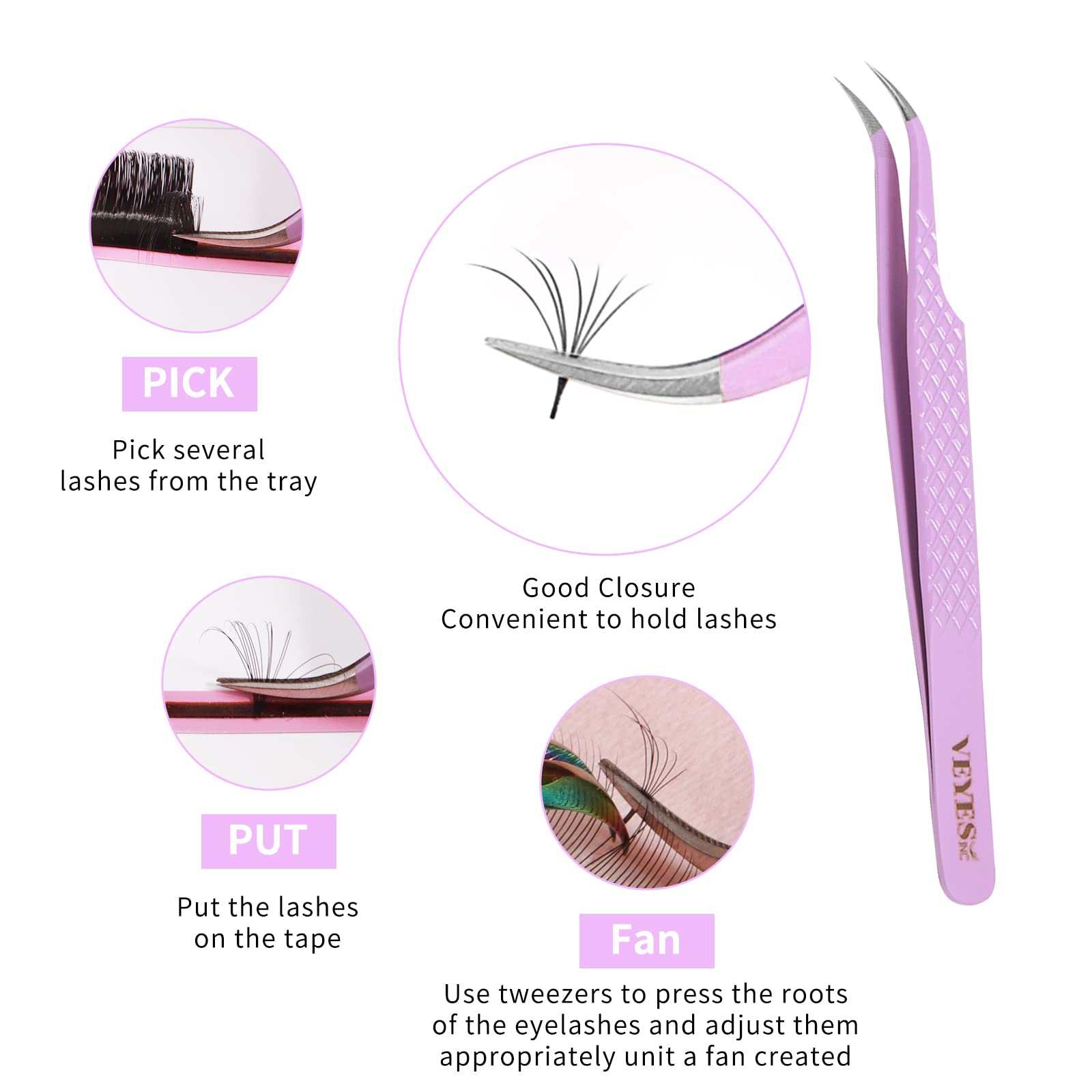Veyes Inc Fiber Tip Eyelash Extension Tweezers Volume J45 Lash Tweezers For Professional Eyelash Extension Tool