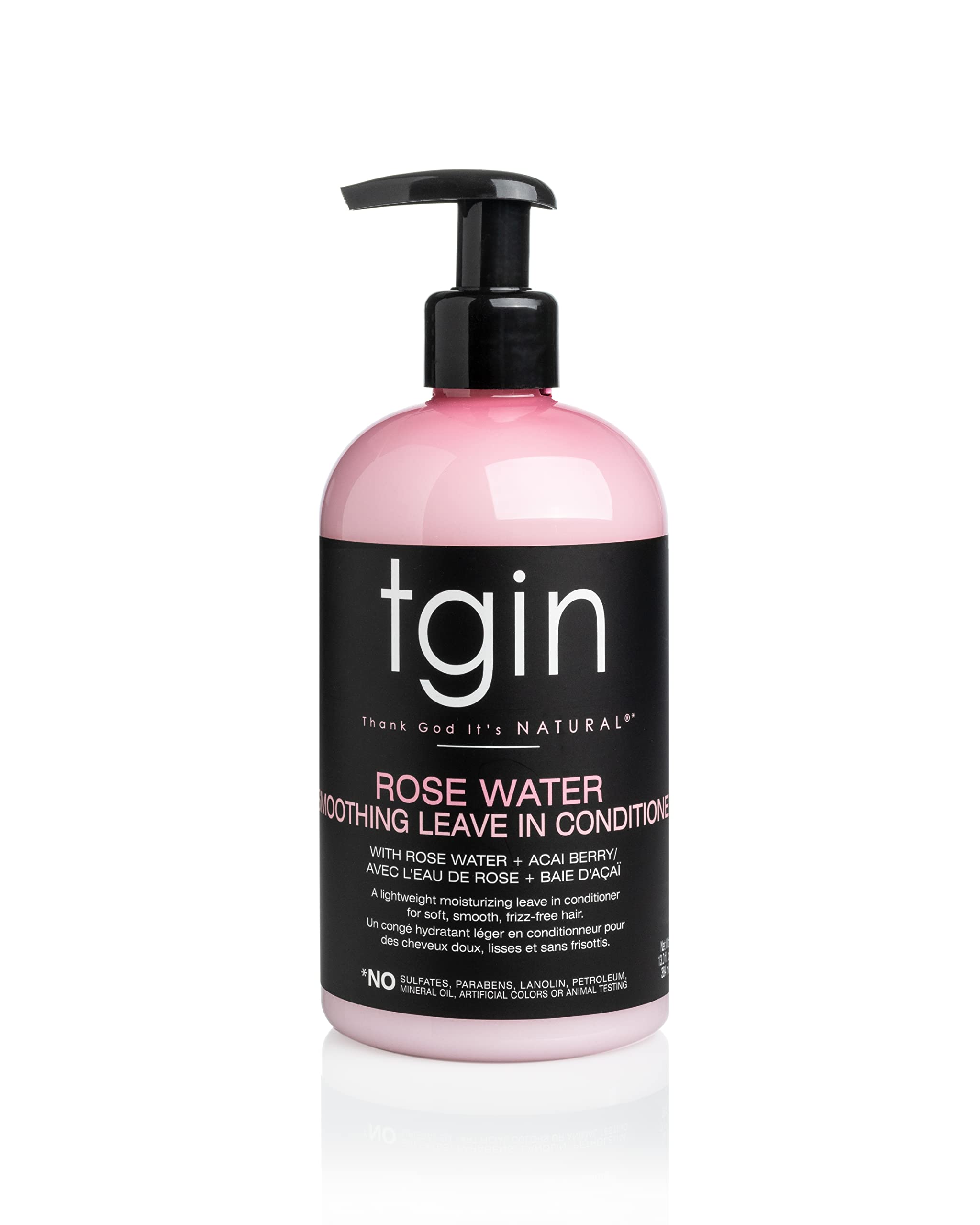 tgin Rose Water Smoothing Leave In Conditioner - Lightweight Moisture Hair Conditioner for Curly, Coily & Wavy locks - Curly Hai