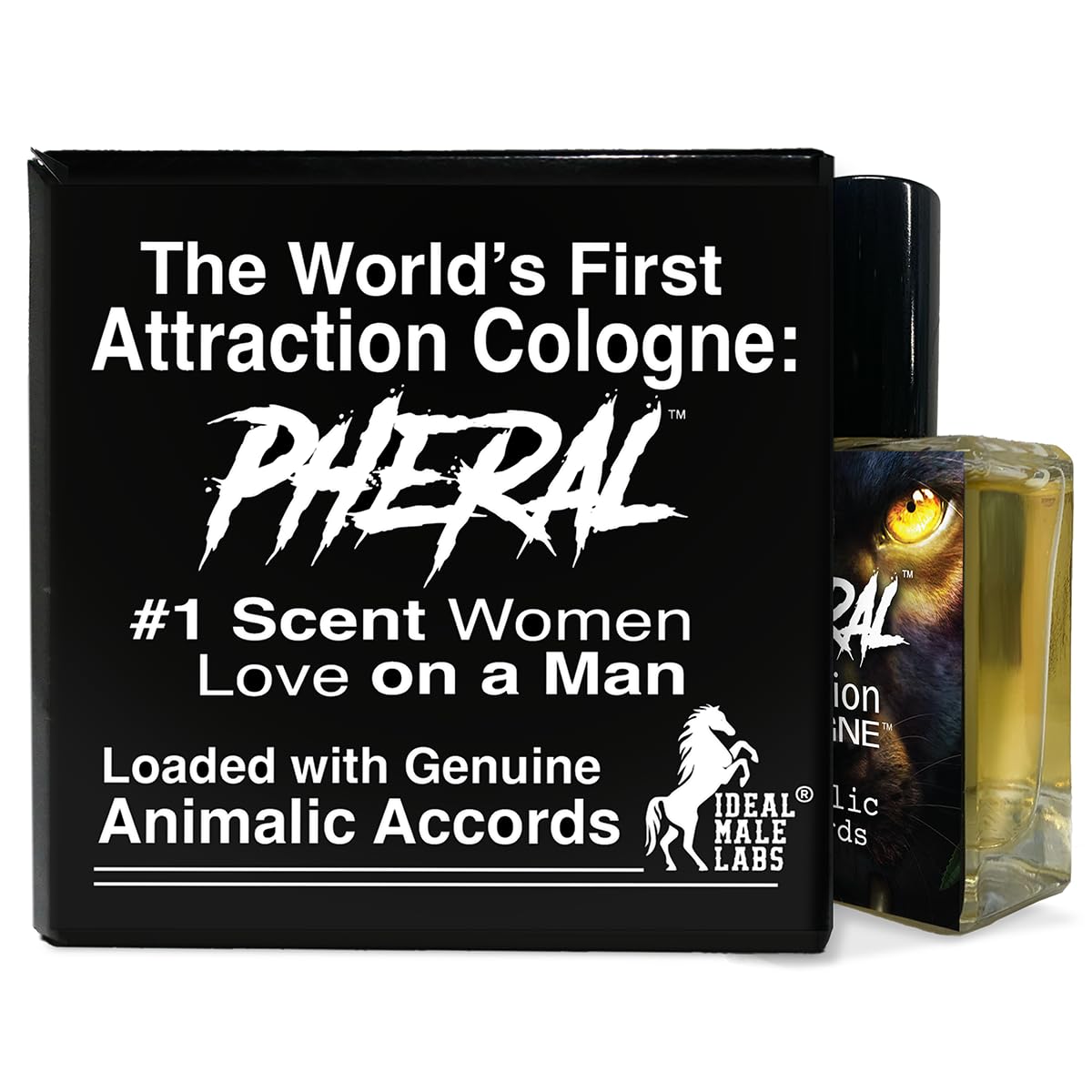 Ideal Male Labs Pheral: Attraction Cologne contains animalic accords women can't get enough of on a man - Pheromone Infused Men'