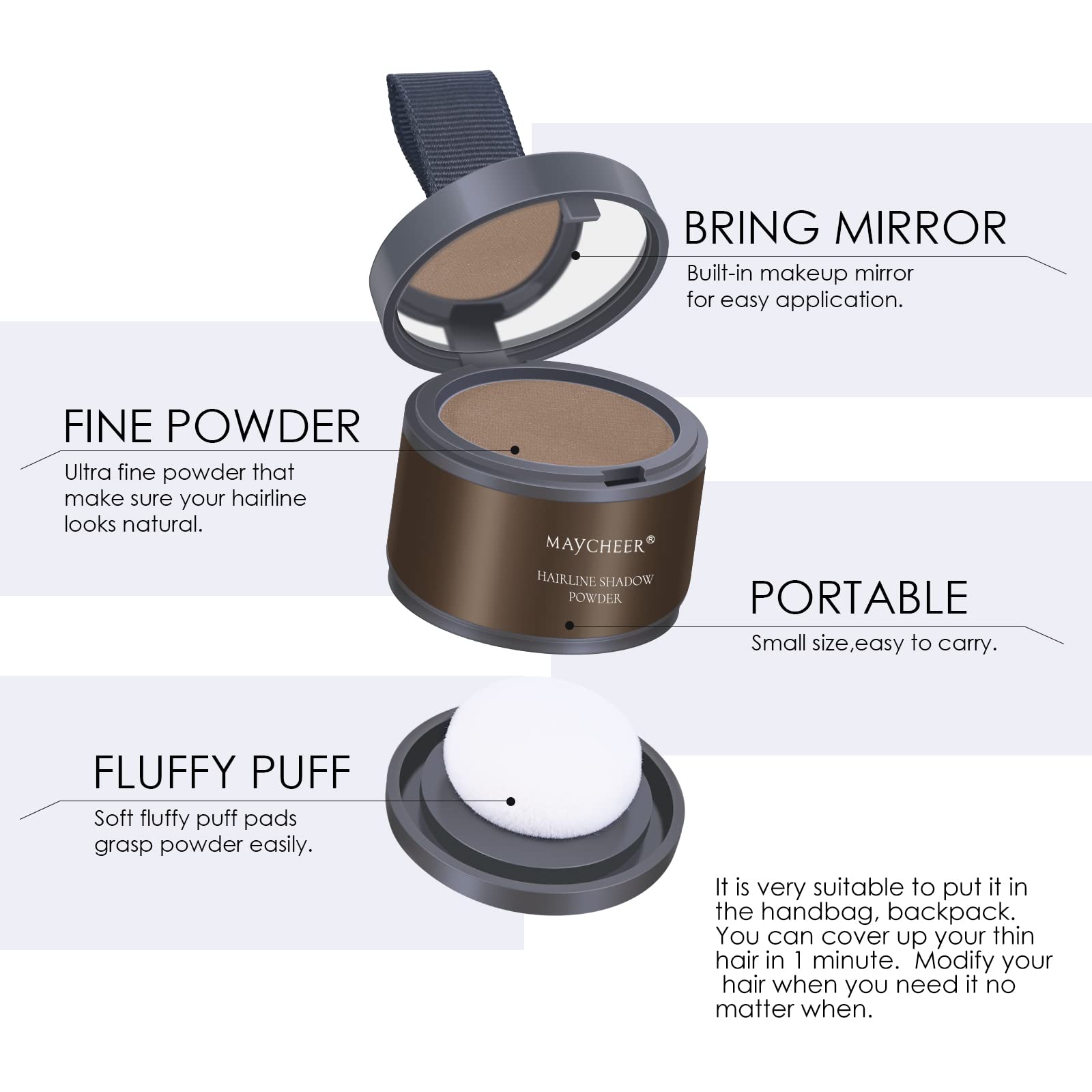 Freeorr Root Touch Up Powder For Thinning Hair - Hairline Shadow Powder For Gray Hair Coverage, Brown