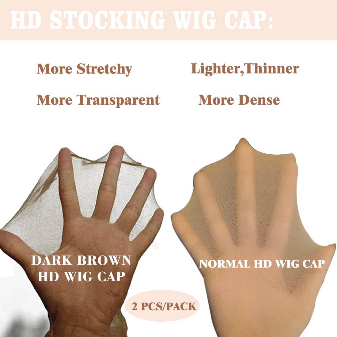10 Pcs Dark Brown Transparent HD Wig Cap, Thin Nylon Cap for Women, Suitable for Parties, Weddings, Graduations, Cosplay, Hallow
