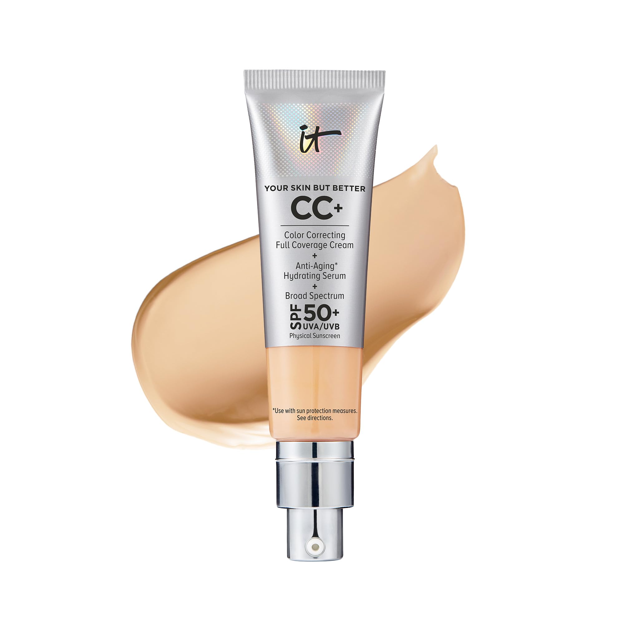 It Cosmetics Your Skin But Better Cc+ Cream, Medium (W) - Color Correcting Cream, Full-Coverage Foundation, Hydrating Serum & Sp