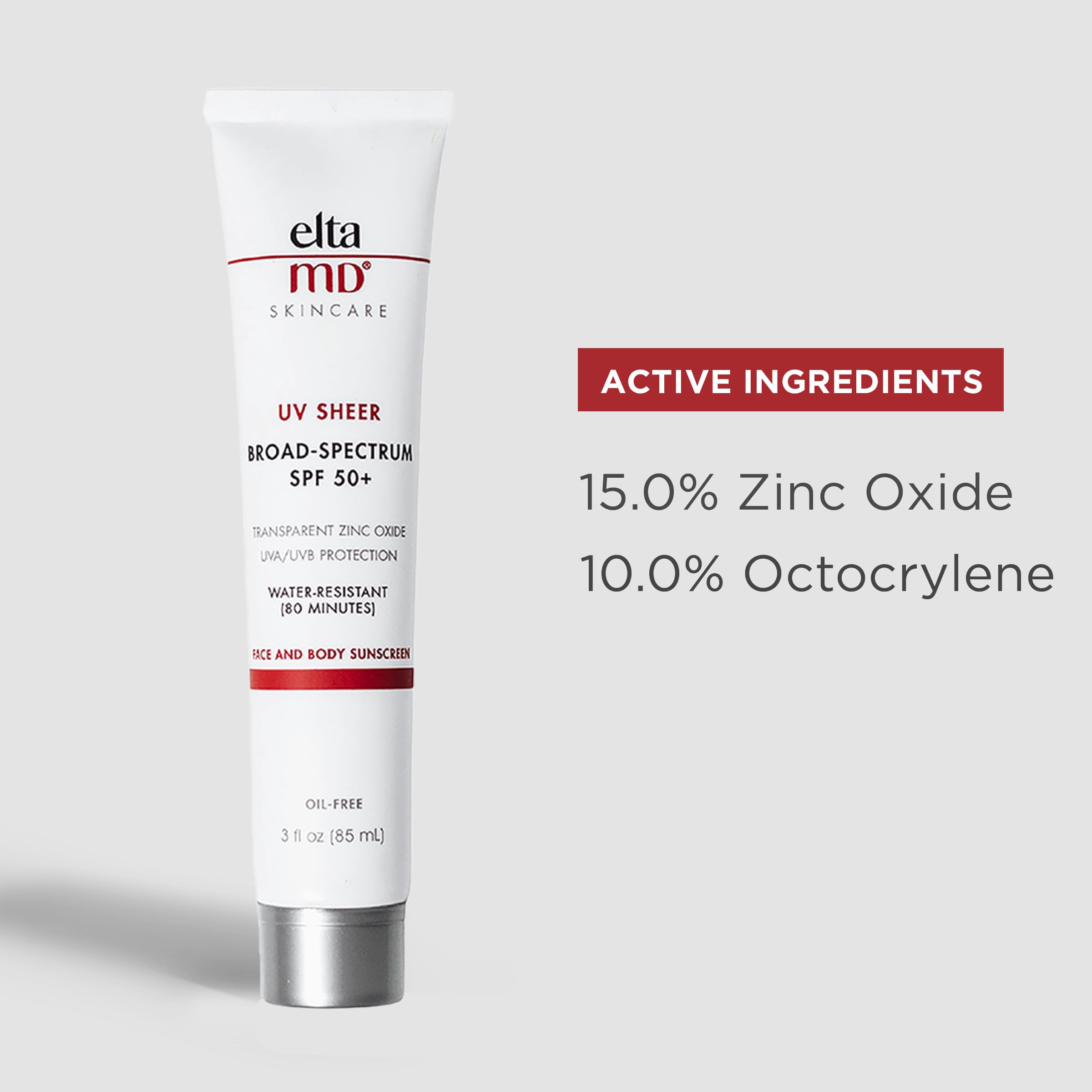 Eltamd Uv Sheer Spf 50+ Face And Body Sunscreen Lotion, Water Resistant Sunscreen With Zinc Oxide, Broad Spectrum Mineral-Based