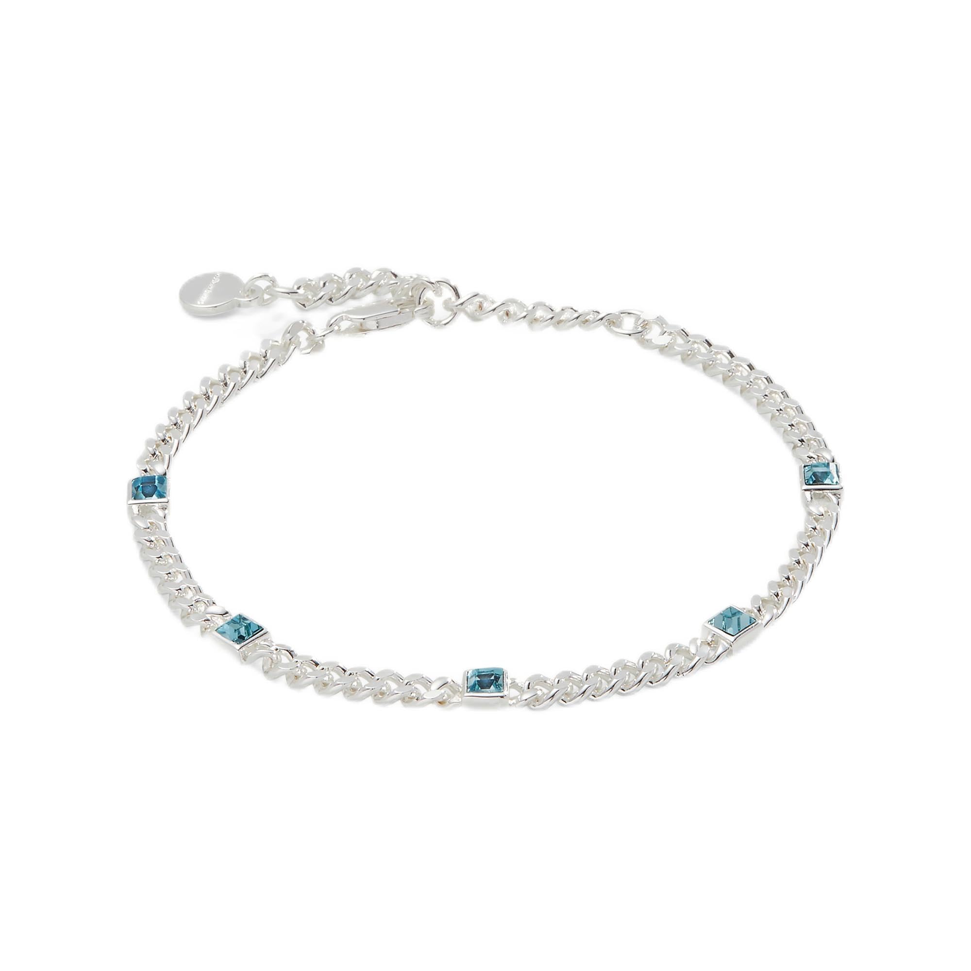 Alex and Ani Aquamarine Curb Chain Bracelet, March Birthstone