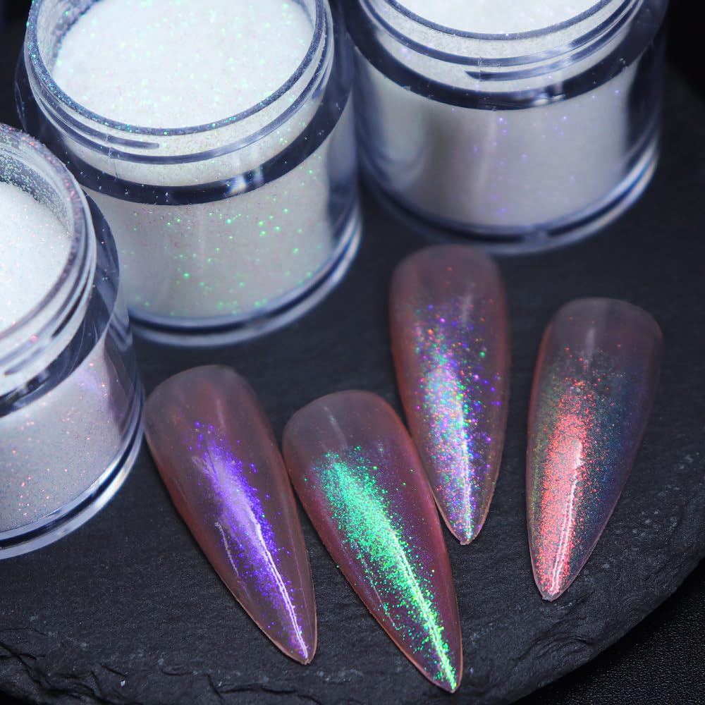 3color Starlight White Powder Sugar Glitter Nail Dust Laser Gradient Nail Pigment Holographic Glitter Nail Art Decoration Black 