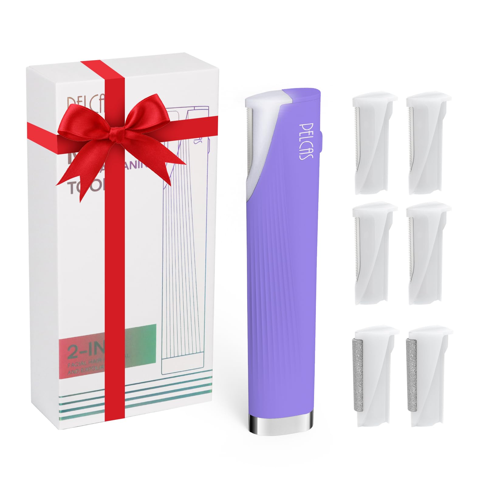 PELCAS Electric Dermaplaning Tool with LED Light, Mini Face Dermaplaning Razor, Painless 3 Speeds Facial Peach Fuzz, Exfoliation