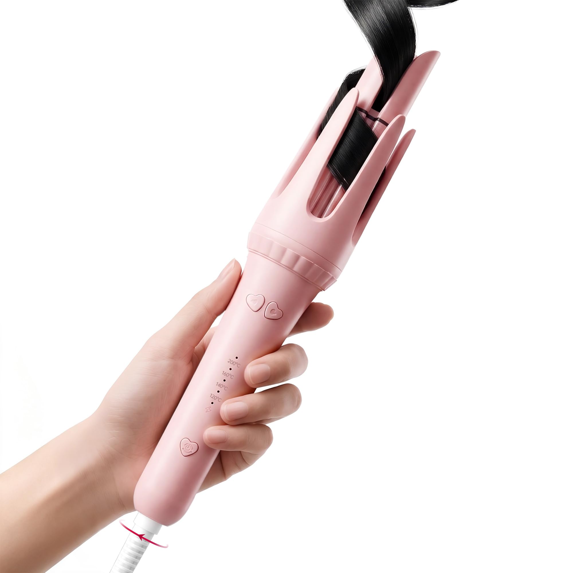 Myhox Auto Curling Iron 1.25, 4 Temp, Rotating Hair Curler for Beach Waves, Ceramic Curling Wand with AntiScald & AntiTangle 
