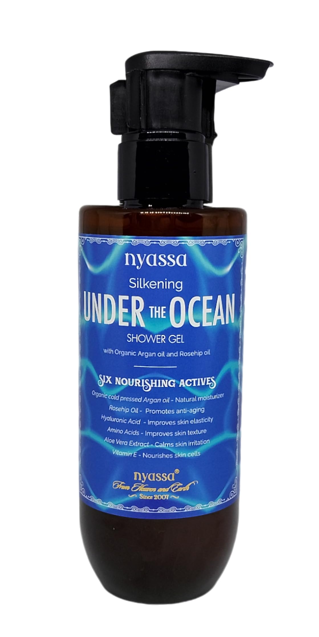 Nyassa Under The Ocean Silkening Shower Gel  210Ml | Refreshing Aqua Fragrance Body Wash With 6 Nourishing Ingredients | 100% V