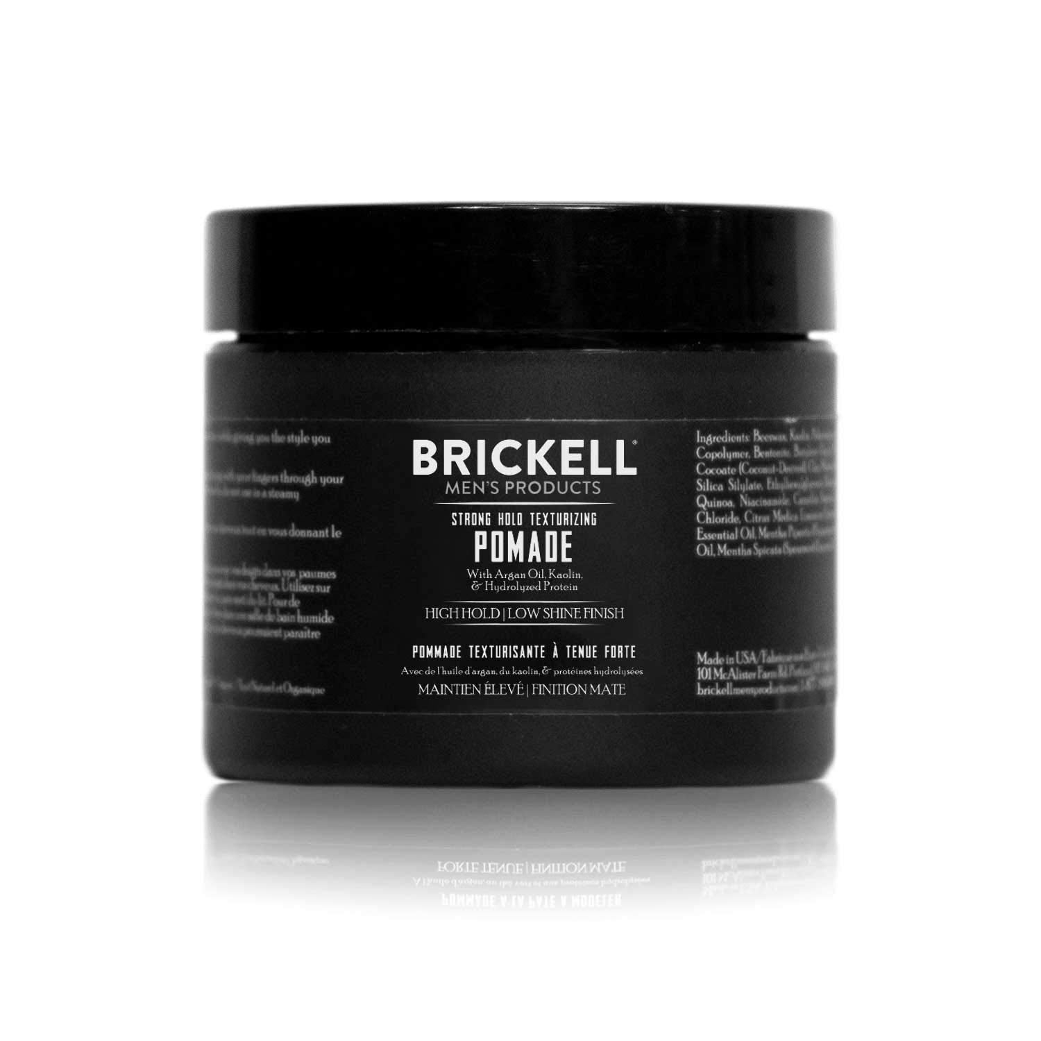 Brickell Men's Products Strong Hold Texturizing Pomade For Men, Natural and Organic, Pliable Hair Styling Fiber Pomade, 2 Ounce,