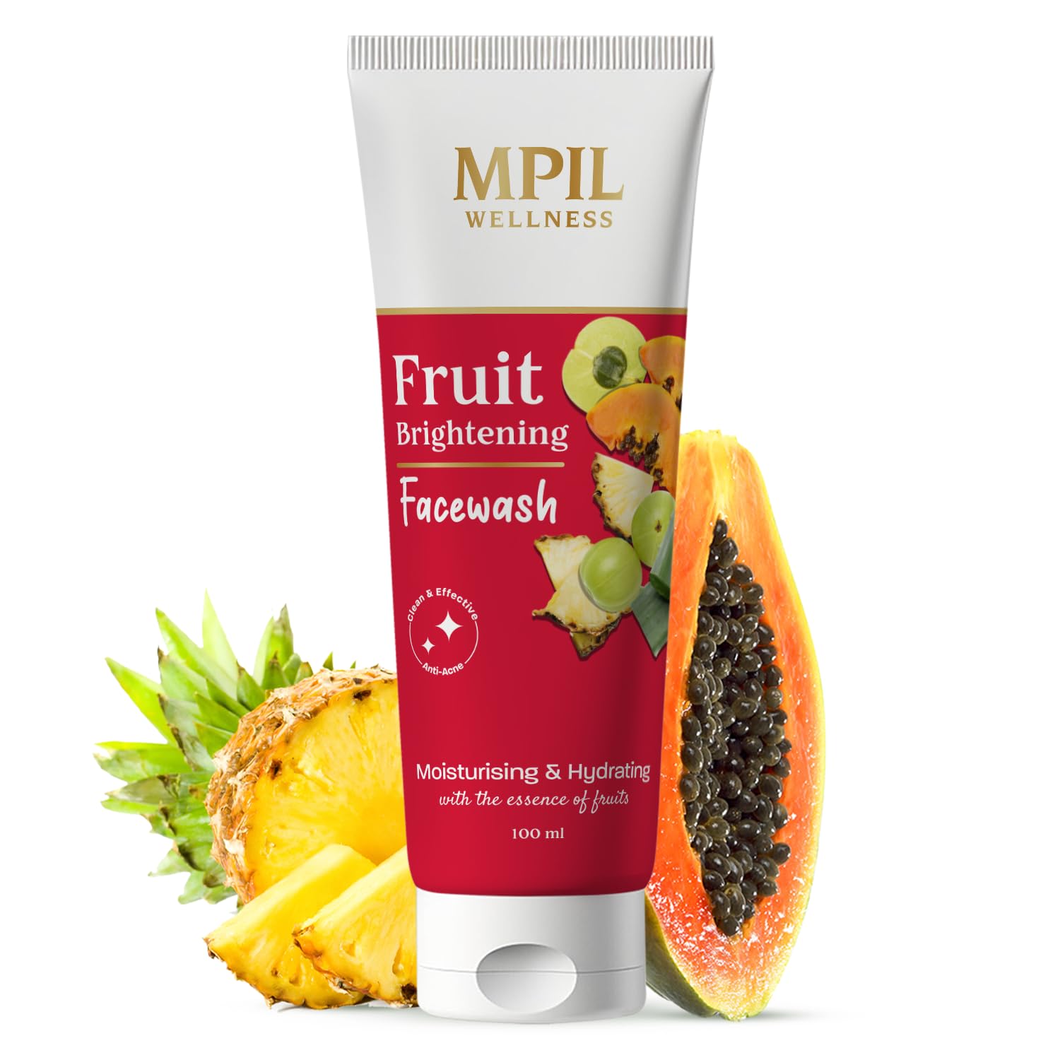 Fruit Brightening Face Wash | Ayurvedic And Organically Pure | Papaya And Pineapple Fruit Face Wash | Bright Gel Face Wash For G