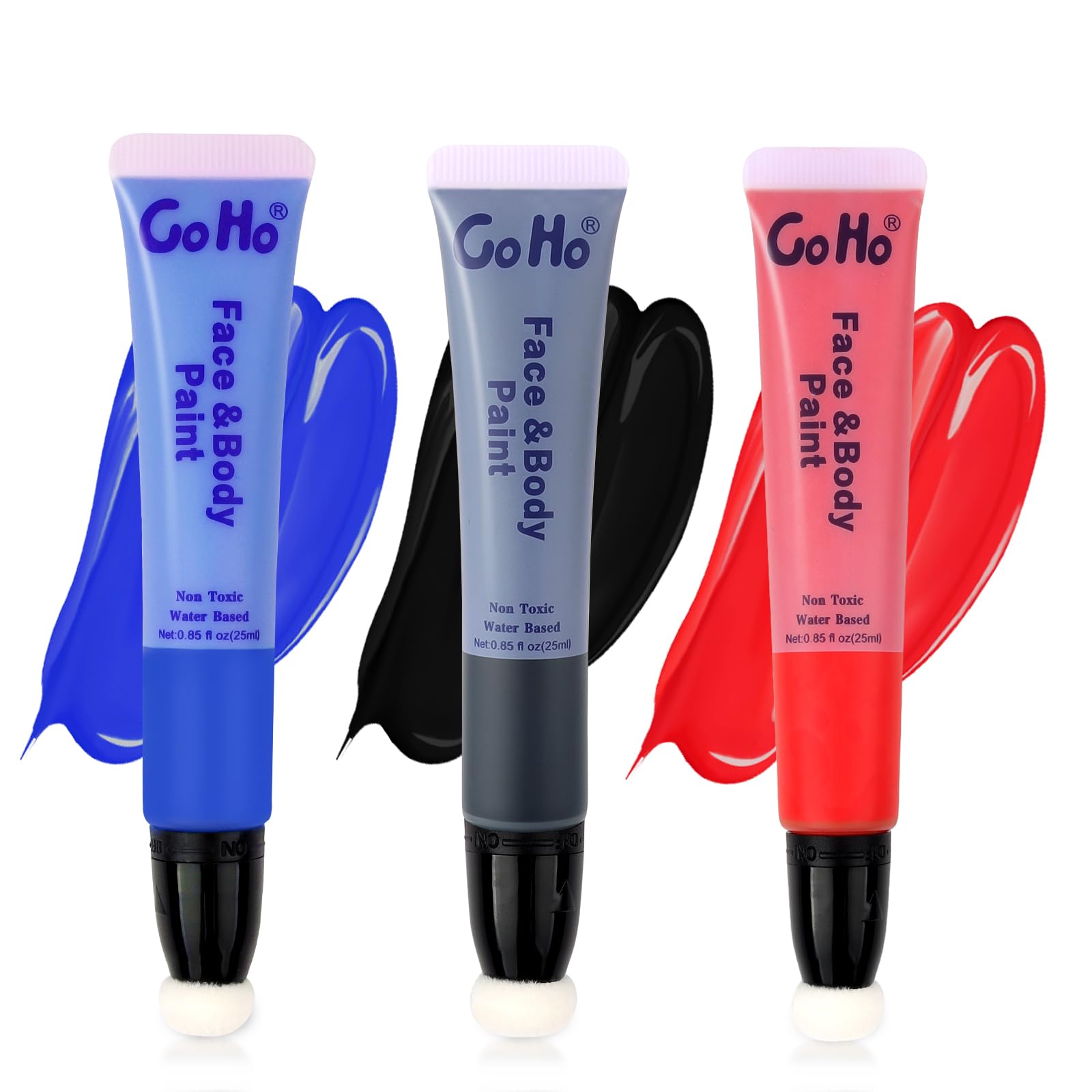 Go Ho Red Black And Royal Blue Face Paint,Cream Water Based Washable Body Paint 4Th Of July Outfits For Women,Hypoallergenic Hal